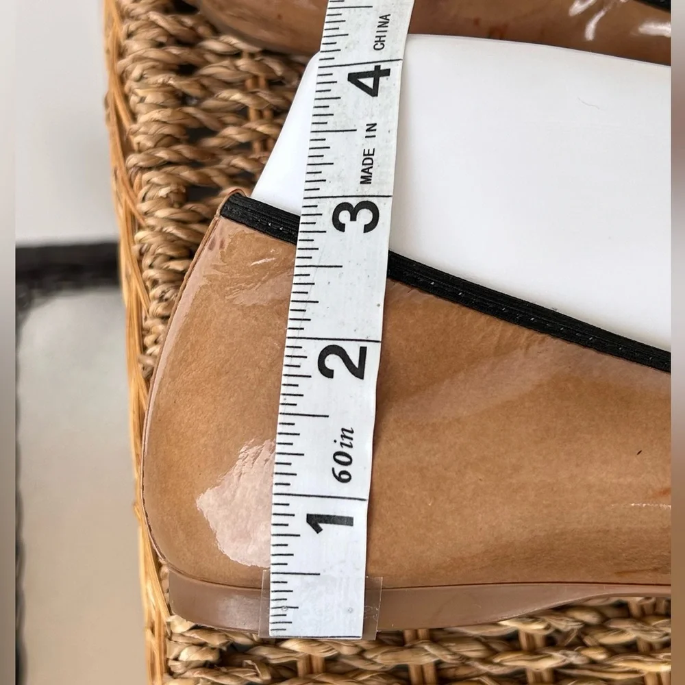 J. Crew Women’s Suzette Patent Camel & Black Ballet Flats Fitted‎ Heel Size 7